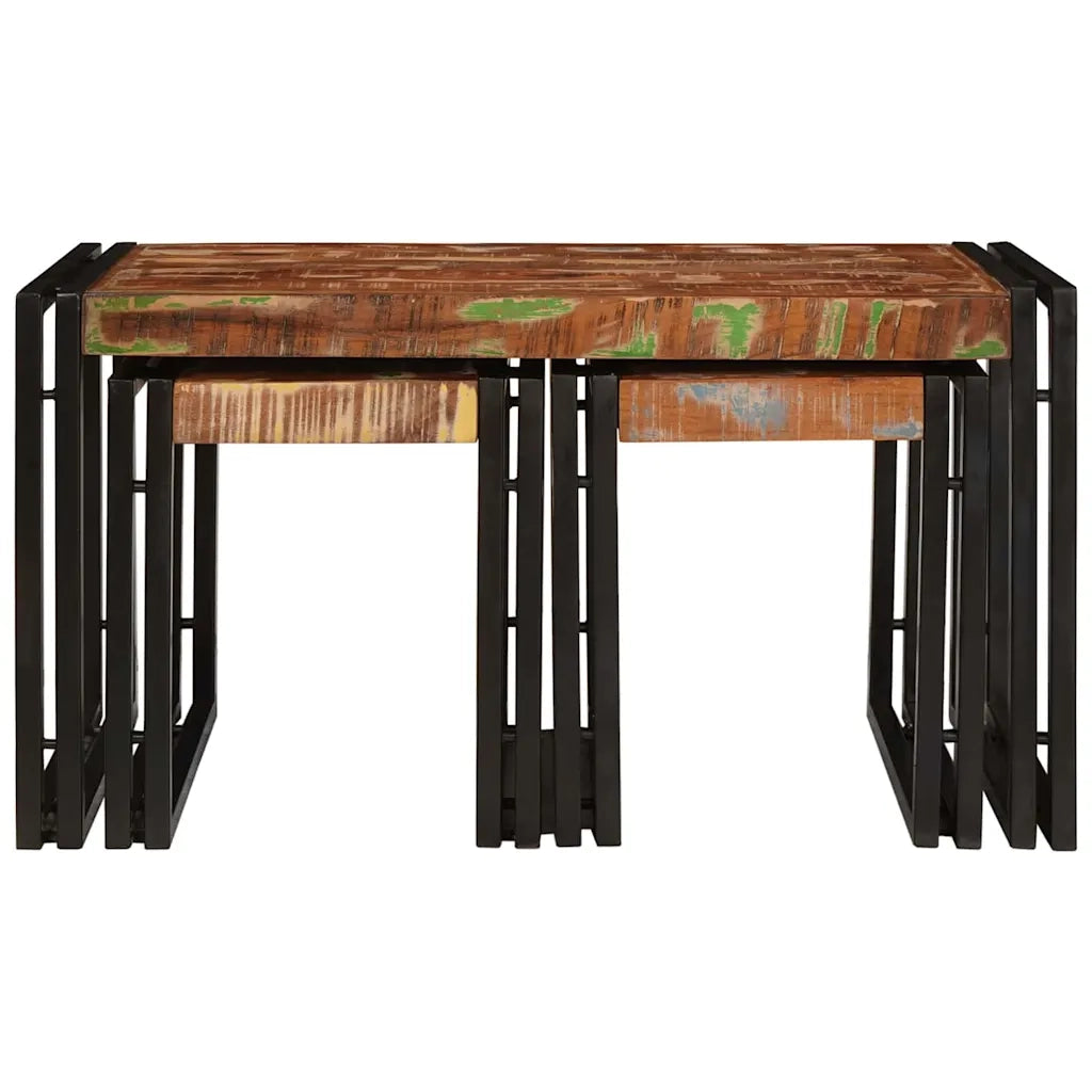 Tavolo Nesting 3 pcs Legno Riciclato Massello e Metallo 4104732