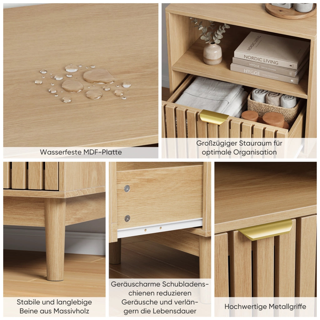 Comodino in Rovere con Cassetto ¨C MINIMAL ¨C 45x39x56,5 cm