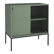 Credenza/cassettiera/mobile contenitore 85 x 80 x 45 cm soggiorno ingresso camera da letto metallo acciaio vetro ondulato verde 03_0009036