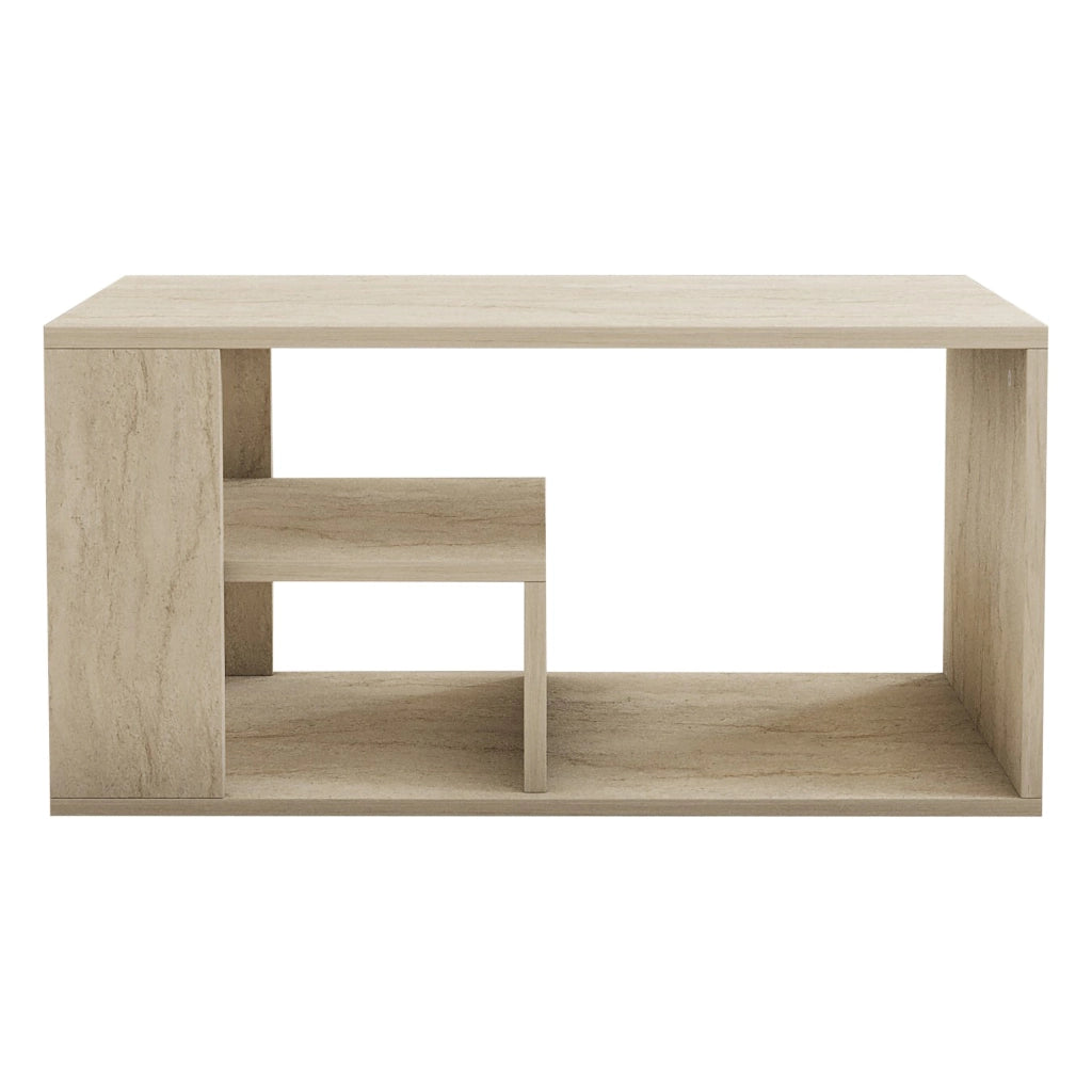 Verde, Tavolino da Salotto 2 Vani, 80x40x50h cm Beige Marmo
