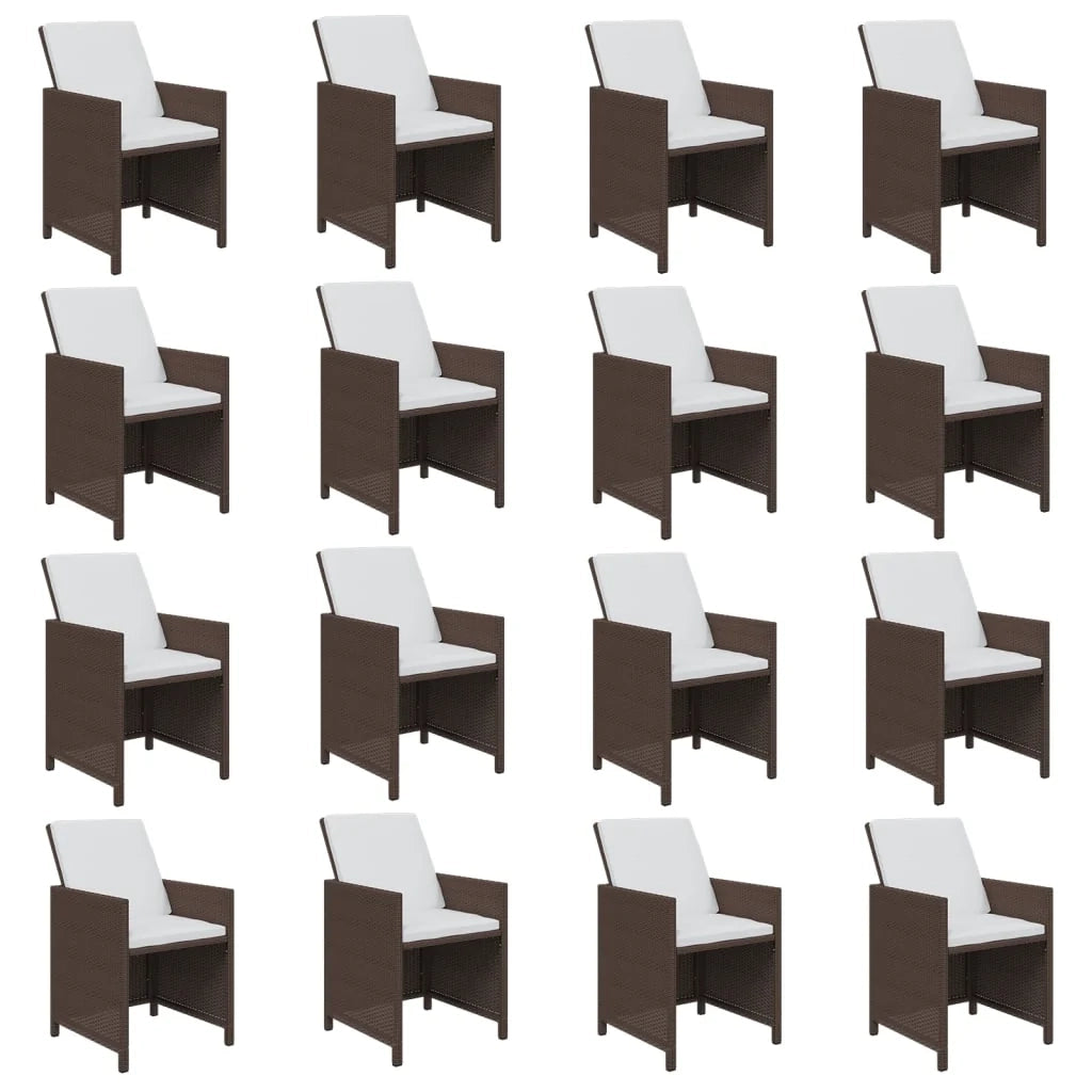 Set da pranzo da giardino mobili da esterno cuscini 17 pz marrone polyrattan 02_0014426