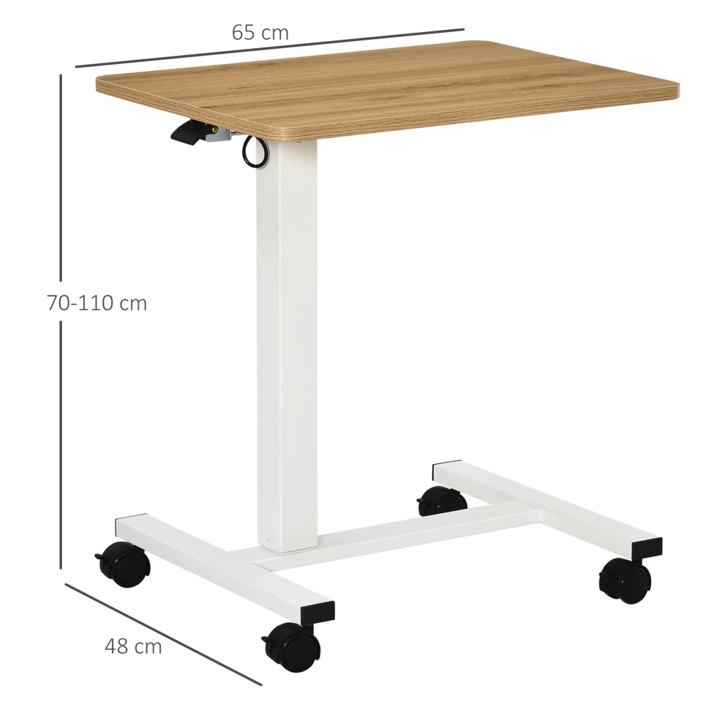 Scrivania lineare regolabile in altezza con ruote in acciaio per ufficio e studio; 65×48×70-110 cm
