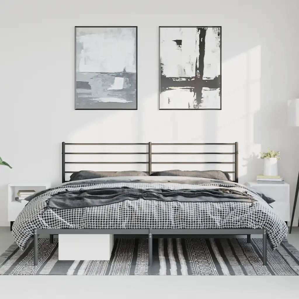 Giroletto con Testiera in Metallo Nero 193x203 cm