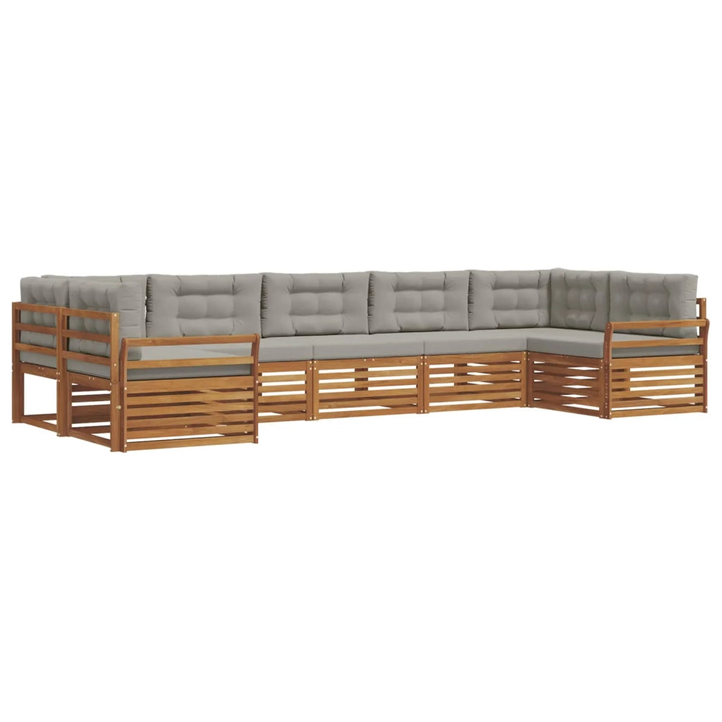 Set di divani da esterno 7 pcs Grigio Naturale e Chiaro
