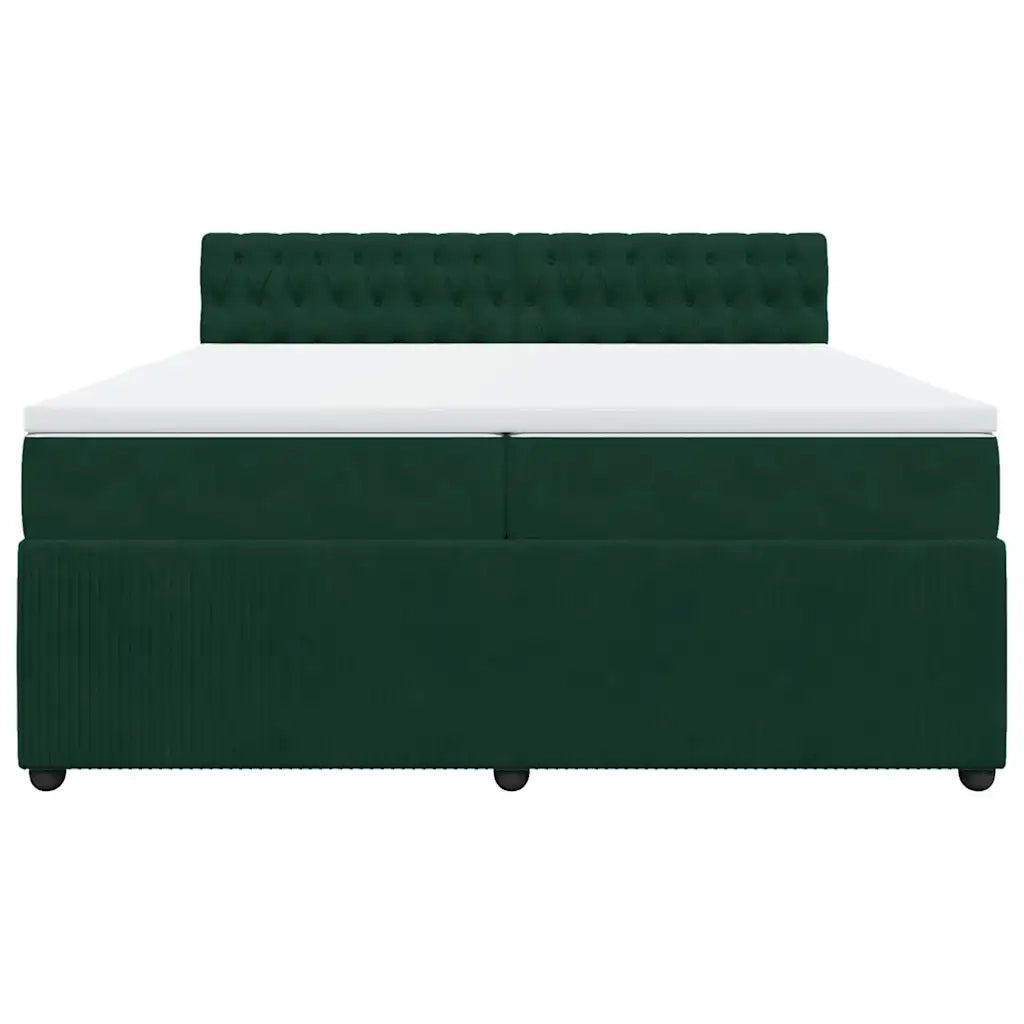 Giroletto a Molle con Materasso Verde Scuro 200x200 cm Velluto