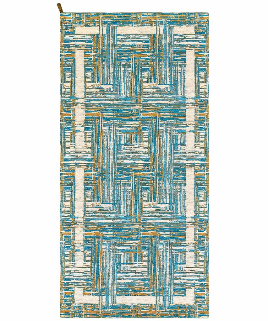 Tappeto moderno BANGKOK AZZURRO contemporaneo geometrico astratto, tappetino multiuso lavabile antiscivolo cm.55x80
