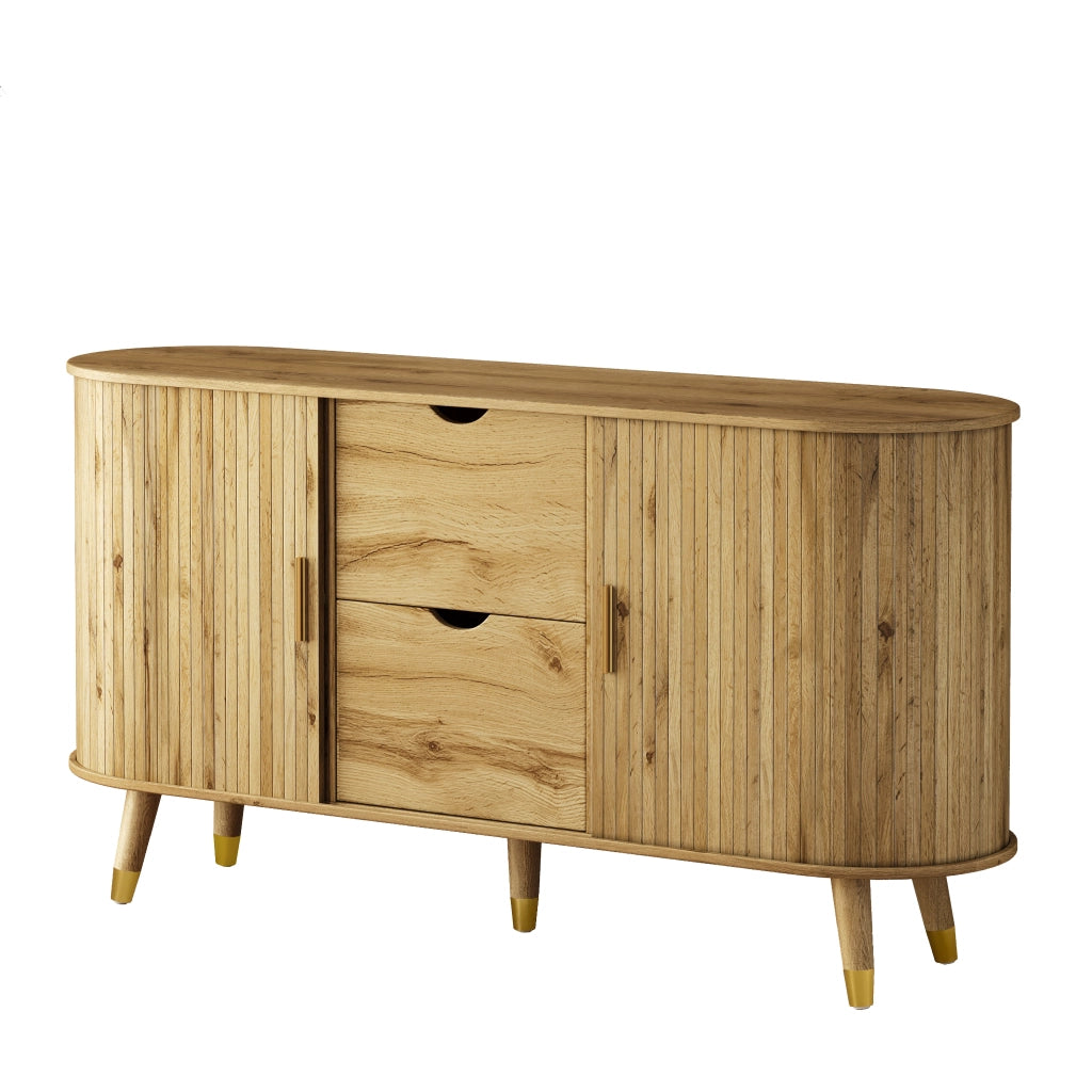 Credenza con 2 cassetti e ripiani regolabili - per soggiorno - in MDF - 140x40x79.5 cm