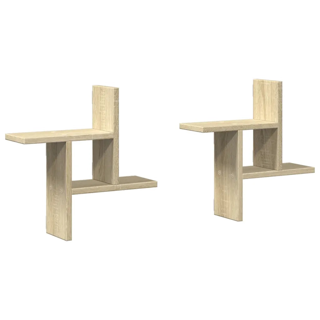 2 pz Mensole Parete | Mensola sospesa Rovere Sonoma 38x12x38 cm in Truciolato