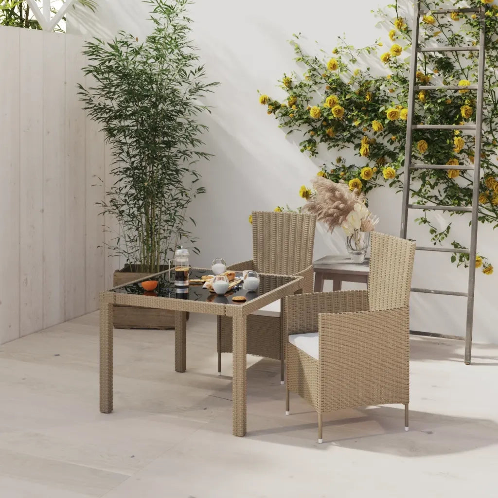 Set Mobili da Giardino 3 pz con Cuscini in Polyrattan Beige 3094901