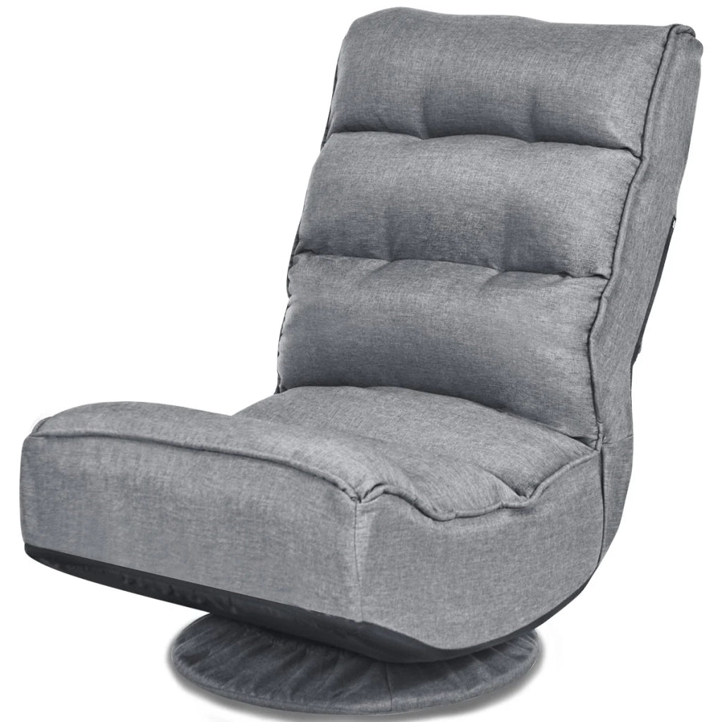 Sedia reclinabile pieghevole e regolabile 59 x 75 x 83 cm base girevole a 360 gradi comoda seduta imbottita grigio 20_0011277
