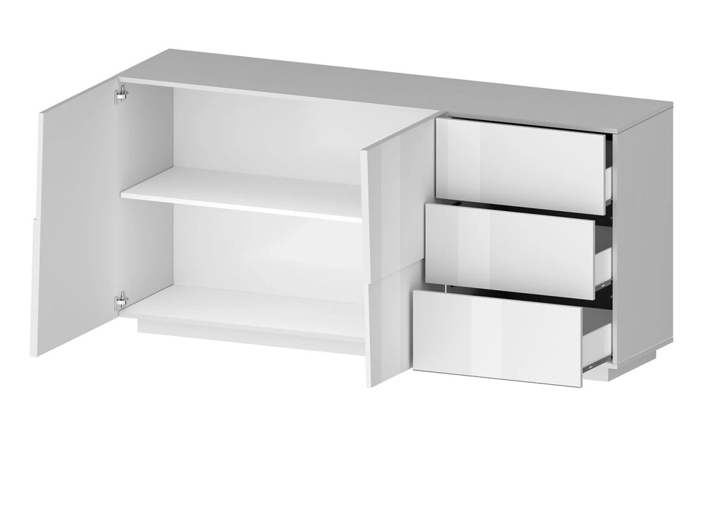 Credenza 2 Ante 180x44x86 cm Pongo 2A 3C Bianco Lucido