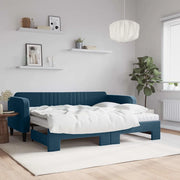 Divano Letto Estraibile con Materassi Blu 90x200 cm Velluto 3197086