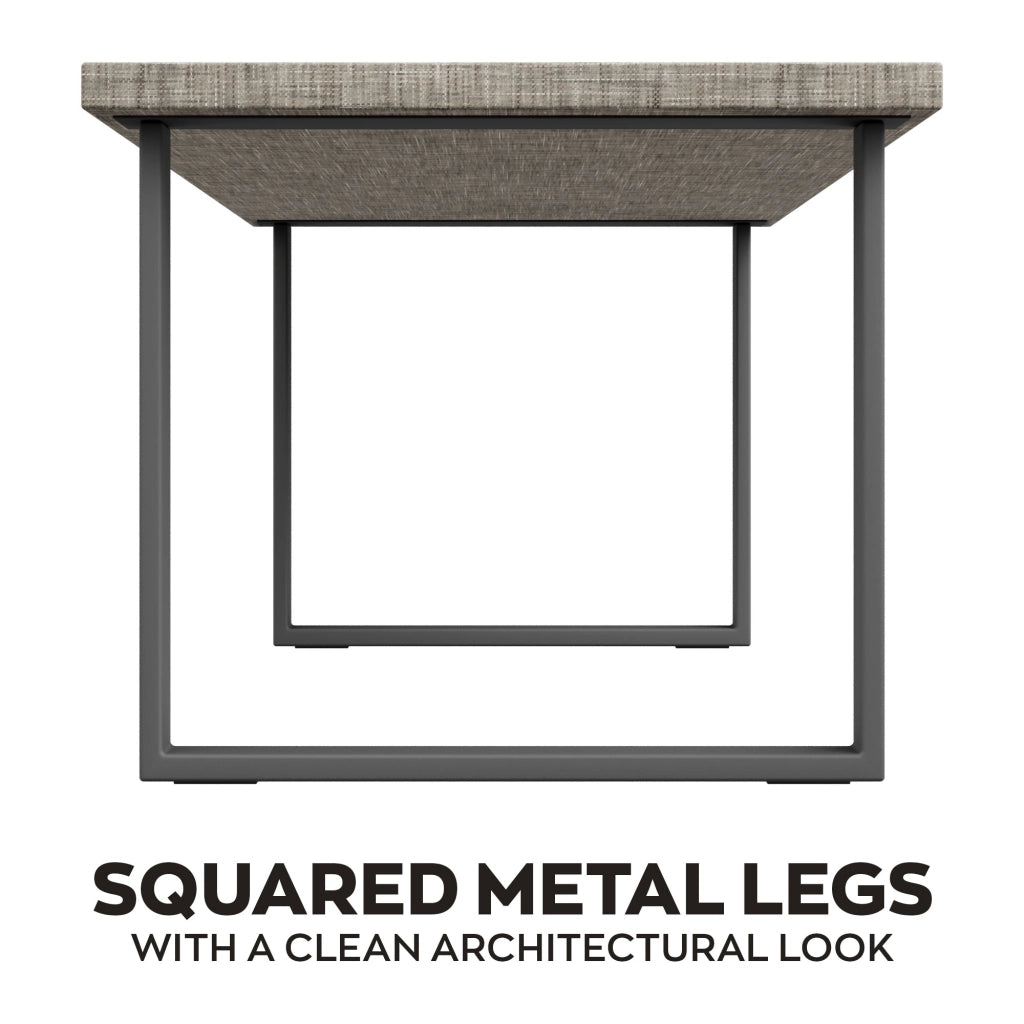 Tavolo da pranzo in legno e metallo con piedi squared neri 220x100 cm Grigio Testurizzato