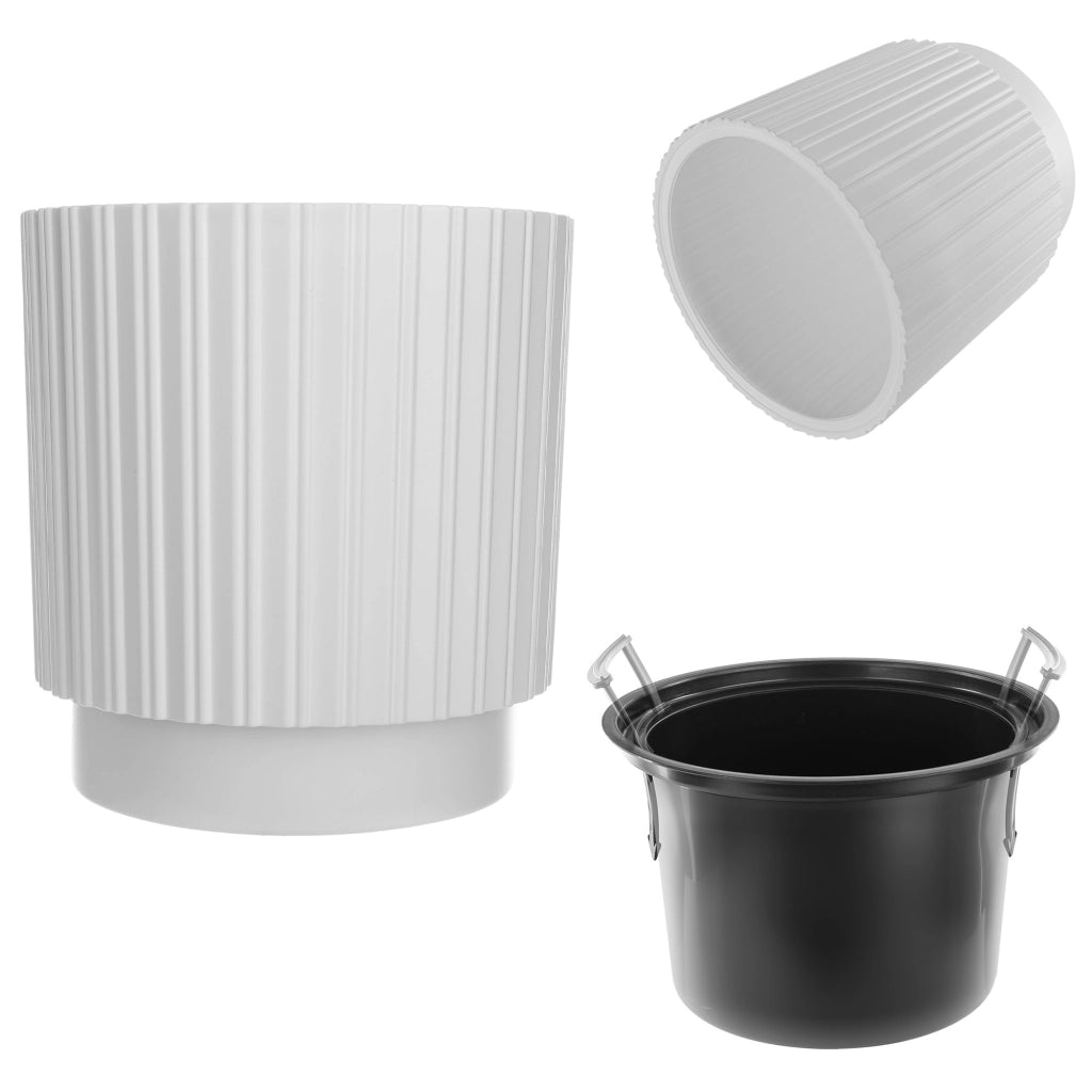 Vaso da fiori KADAX da 40 cm con coperchio e inserto, in plastica bianca.
