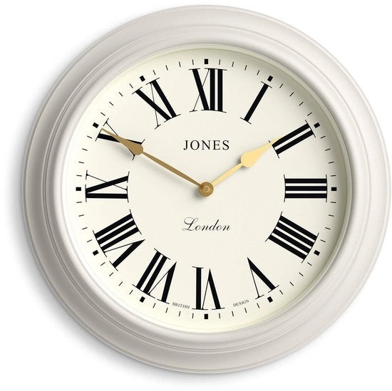 Cassa orologio da parete Supper Club | Grande orologio classico a forma rotonda | 40 cm | Tono leggermente grigio | Numeri romani | Design tradizionale, ideale per la cucina o la sala da soggiorno