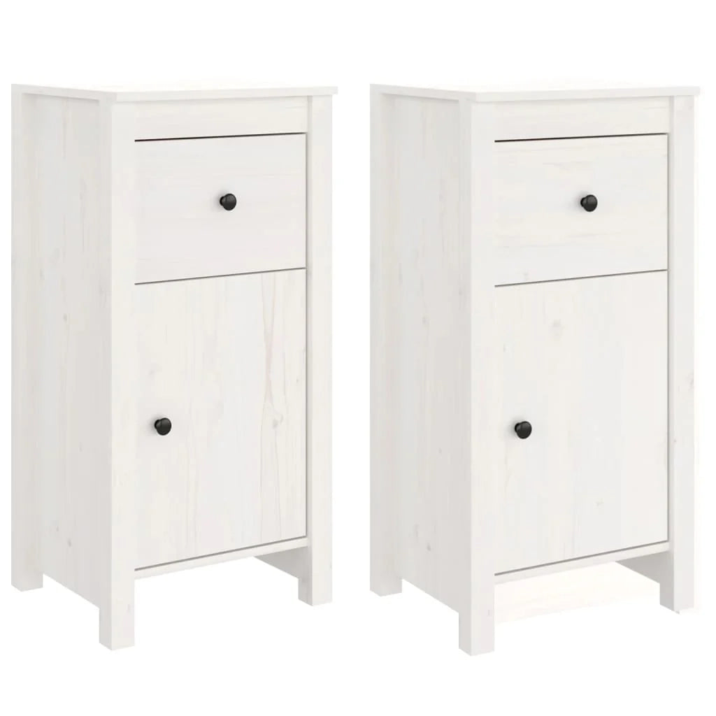 Buffet credenza cassettiera armadio mobile contenitore organizer per cucina soggiorno salotti set da 2 40 x 35 x 80 cm legno massello di pino bianco 02_0036666