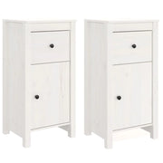 Buffet credenza cassettiera armadio mobile contenitore organizer per cucina soggiorno salotti set da 2 40 x 35 x 80 cm legno massello di pino bianco 02_0036666
