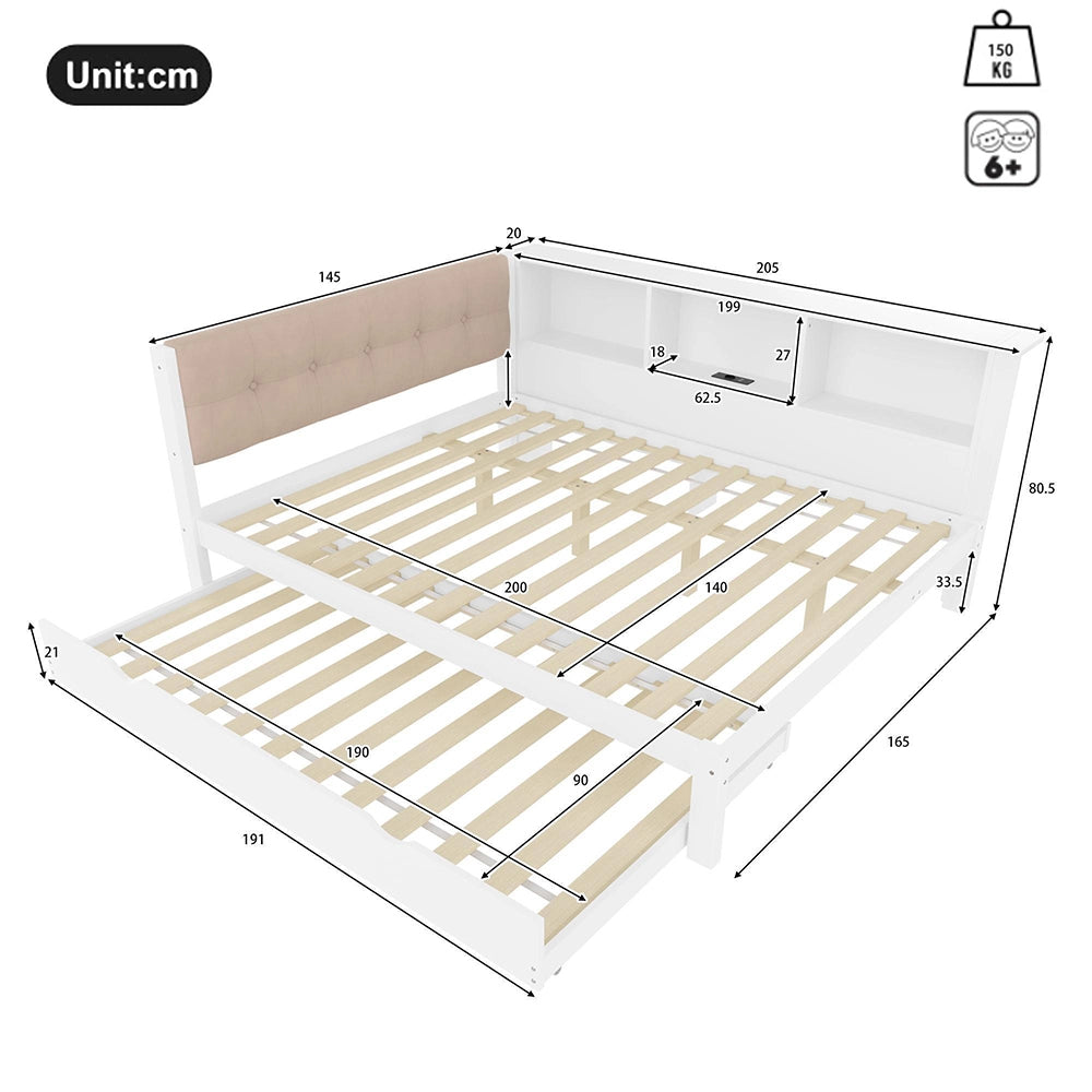 Divano letto 140x200cm?- Xylo - LED USB pino bianco