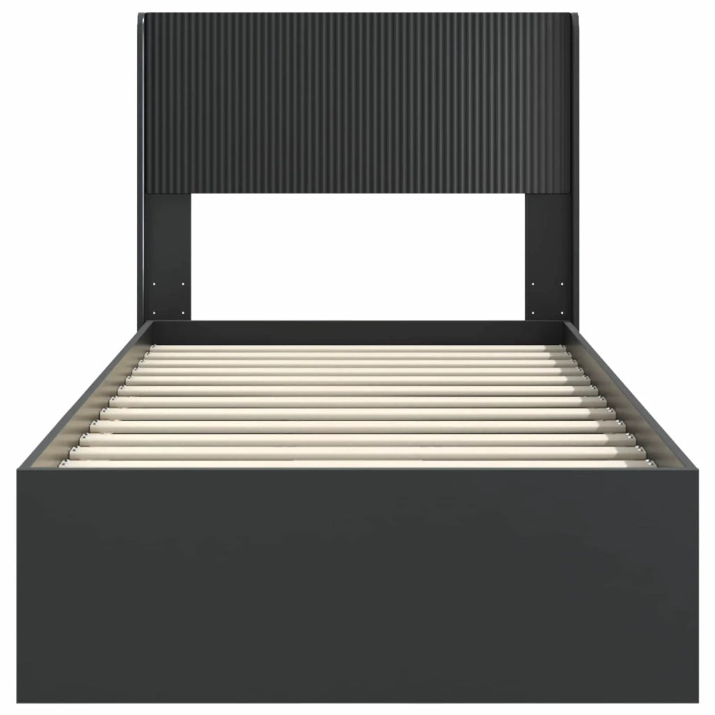Struttura del letto con stoccaggio e testata Nero 75 x 190 cm 3414524