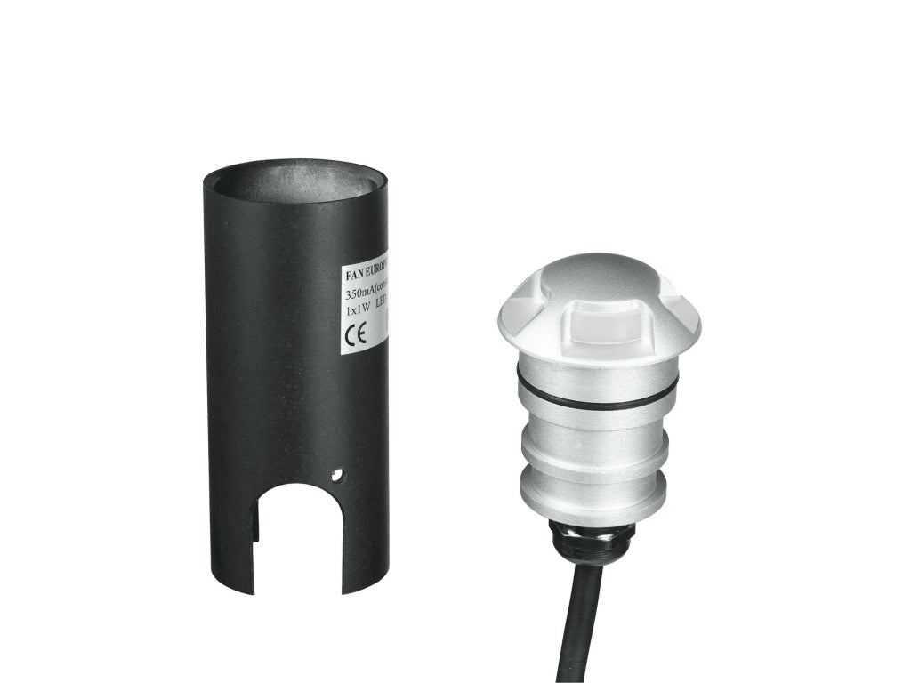 SEGNAPASSI A INCASSO CALPESTABILE LED STEP SILVER DC24V 2W 170LM 3000K IP67 4 FASCI DI LUCE 4,5X5,7C