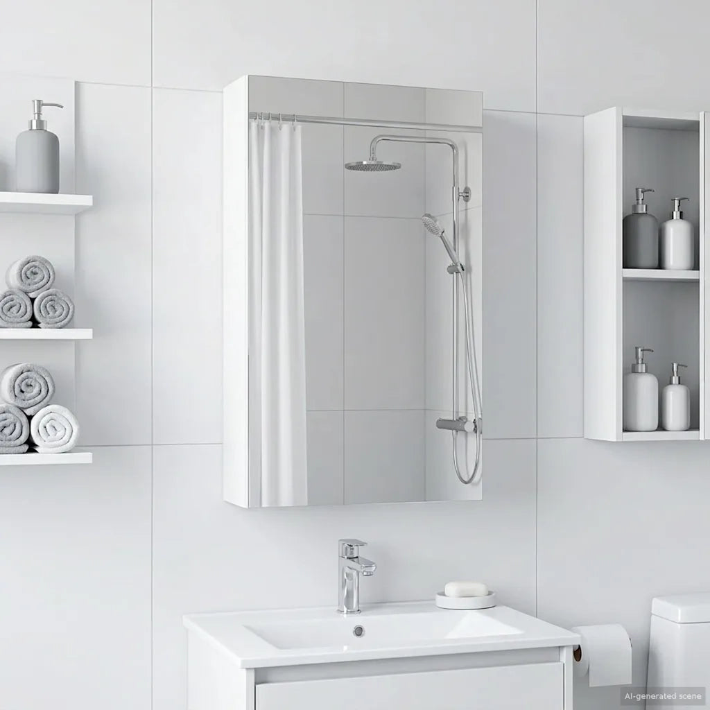 Mobiletto per specchio da bagno Bianco 30 x 10,5 x 50 cm