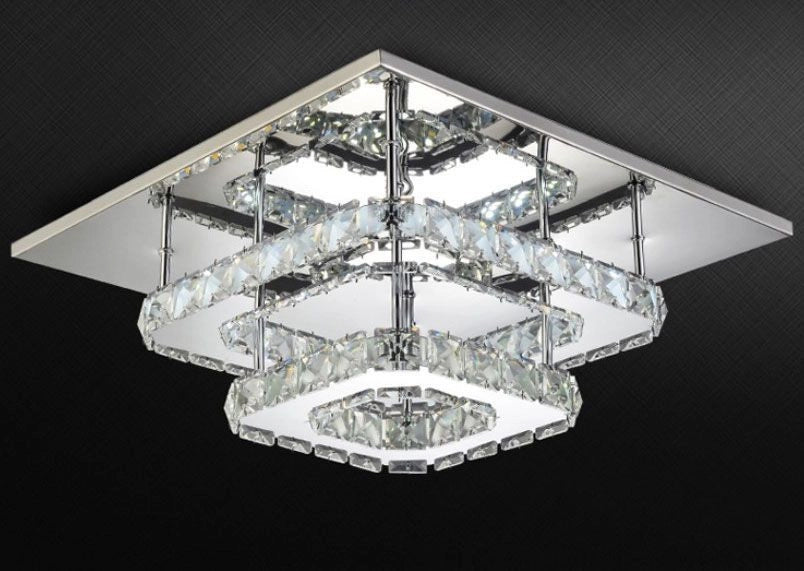 Lampada Da Soffitto Cristallo Plafoniere Led 24w Quadrato App410-c