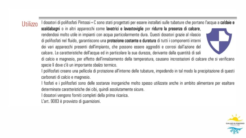 Dosatore Polifosfati anticalcare anticorrosivo da 1/2" con cristalli anticalcare