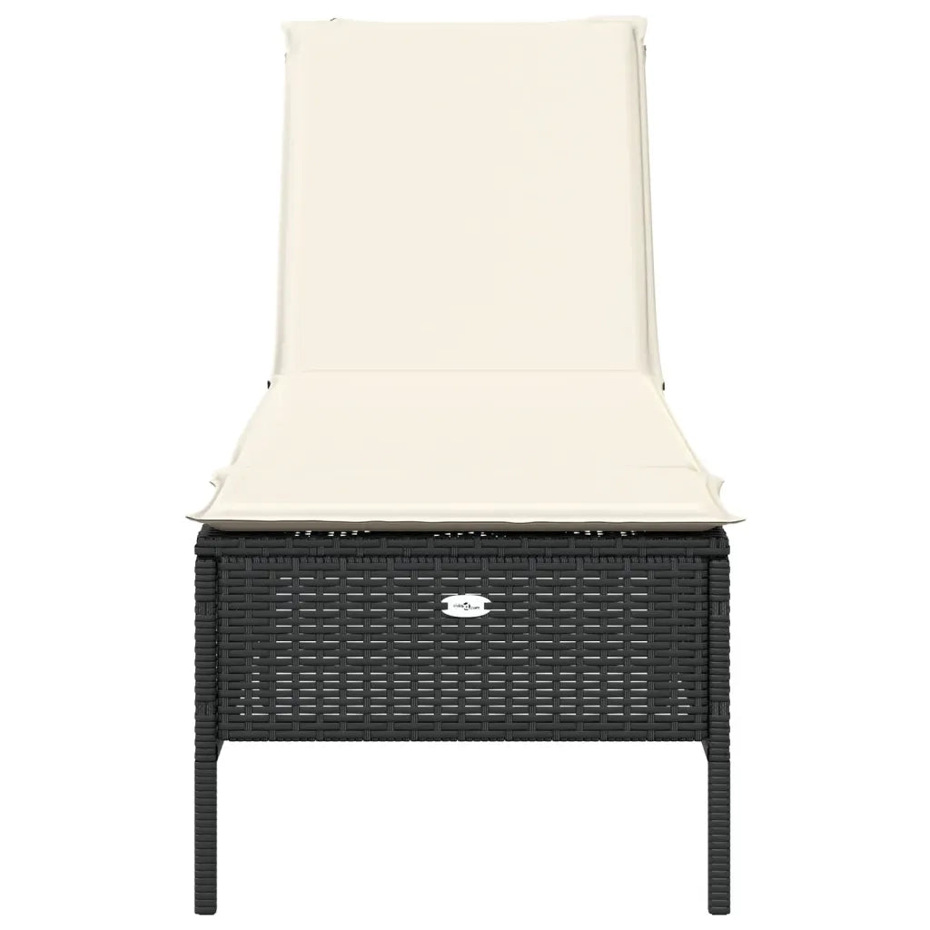 Lettino Prendisole con Cuscino Nero in Polyrattan 4002719