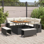Set Divano da Giardino con cuscino 8 pcs Nero polyrattan