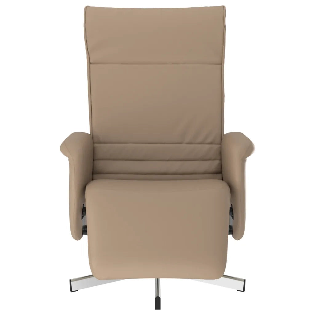 Divano Sedia-Poltrona Reclinabile con Poggiapiedi Cappuccino in Similpelle 730219