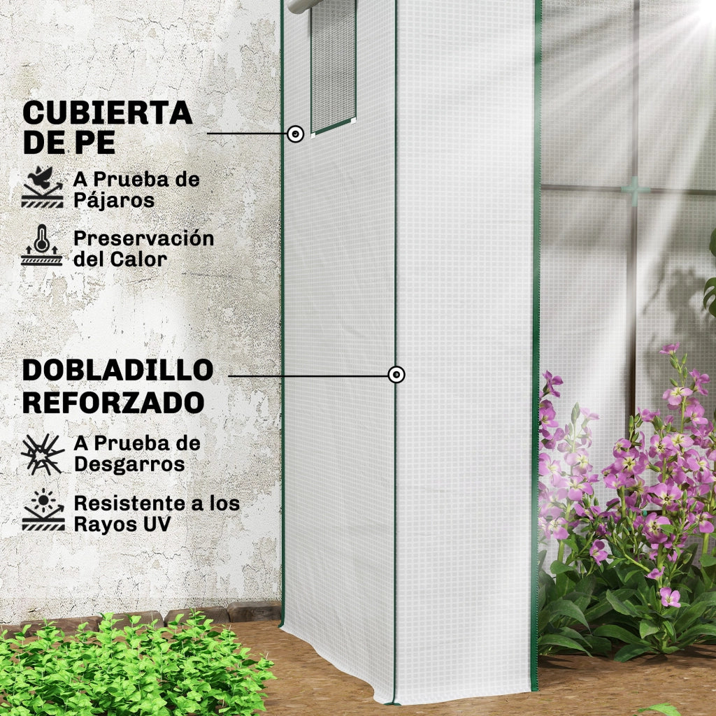Serra da Giardino con Finestre a Rete e Porta con Cerniera per Piante ¨C zephmum ¨C 196x77x197 cm Bianco