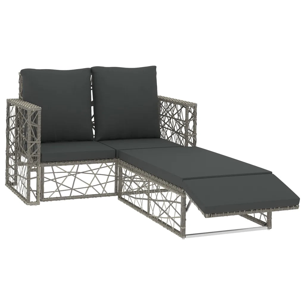 Set Divani da Giardino 2 pz con Cuscini in Polyrattan Grigio cod mxl 35549