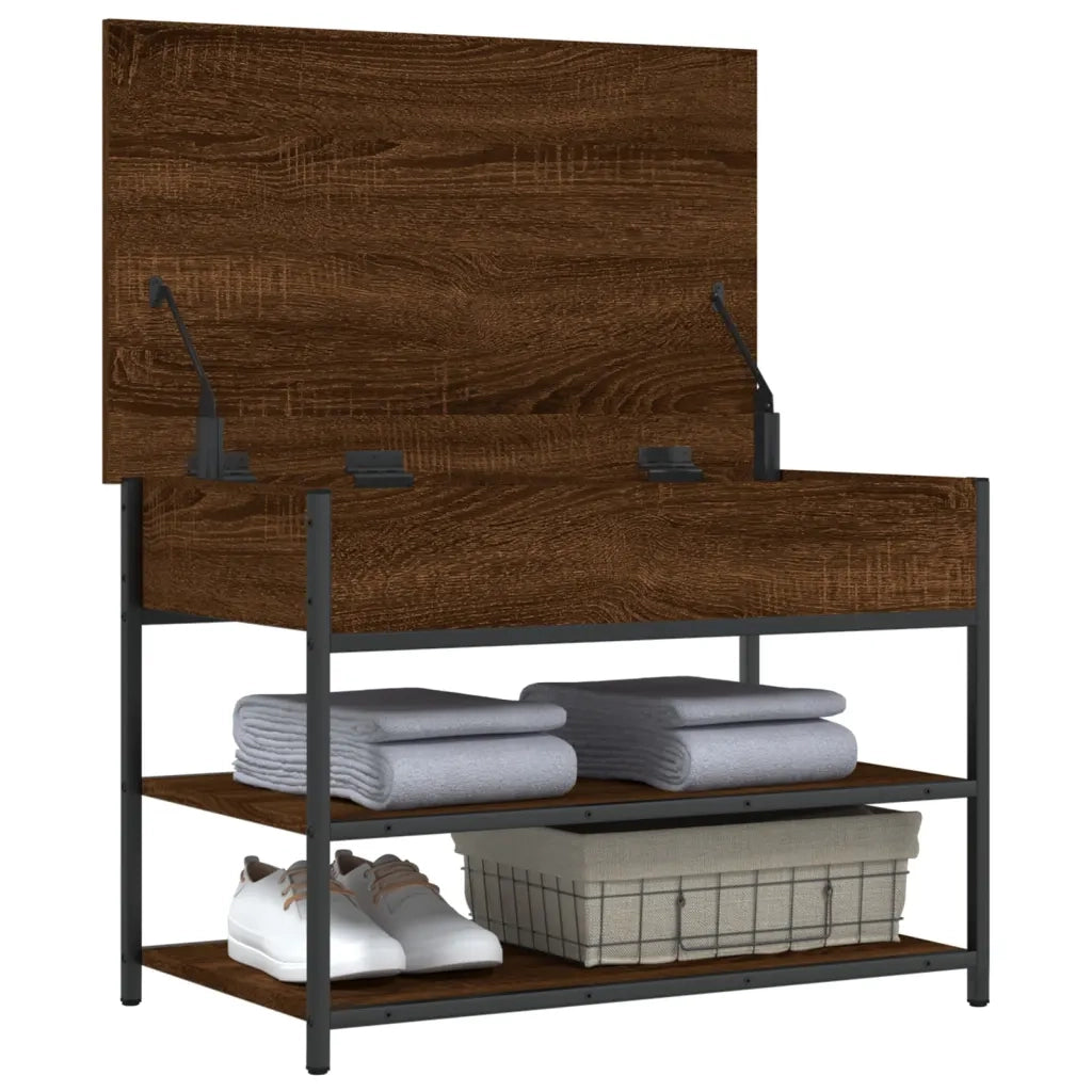 Panca Portascarpe-Sgabello-Panca Scarpiera Rovere Marrone 70x42,5x50cm Legno Multistrato