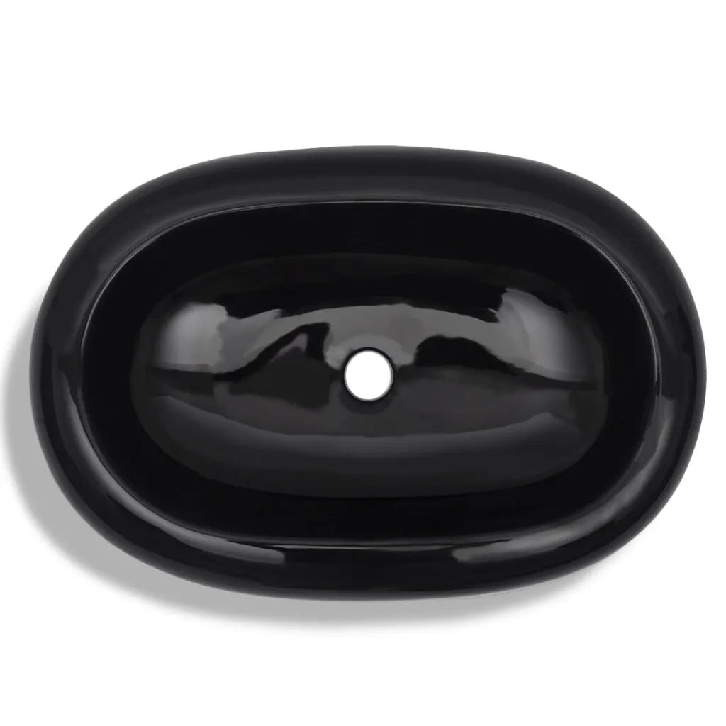 Lavandino da bagno in ceramica ovale nero CFW6161545
