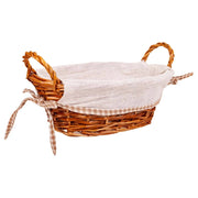 Cestino porta pane in vimini foderato marrone 26x18x11h