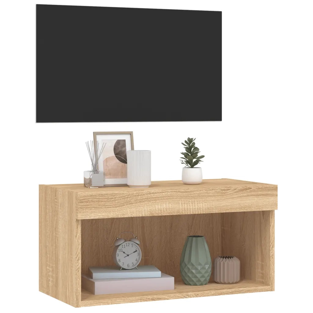 Mobile TV | Armadietto TV | Mobile Porta TV con Luci LED Rovere Sonoma 60x30x30 cm