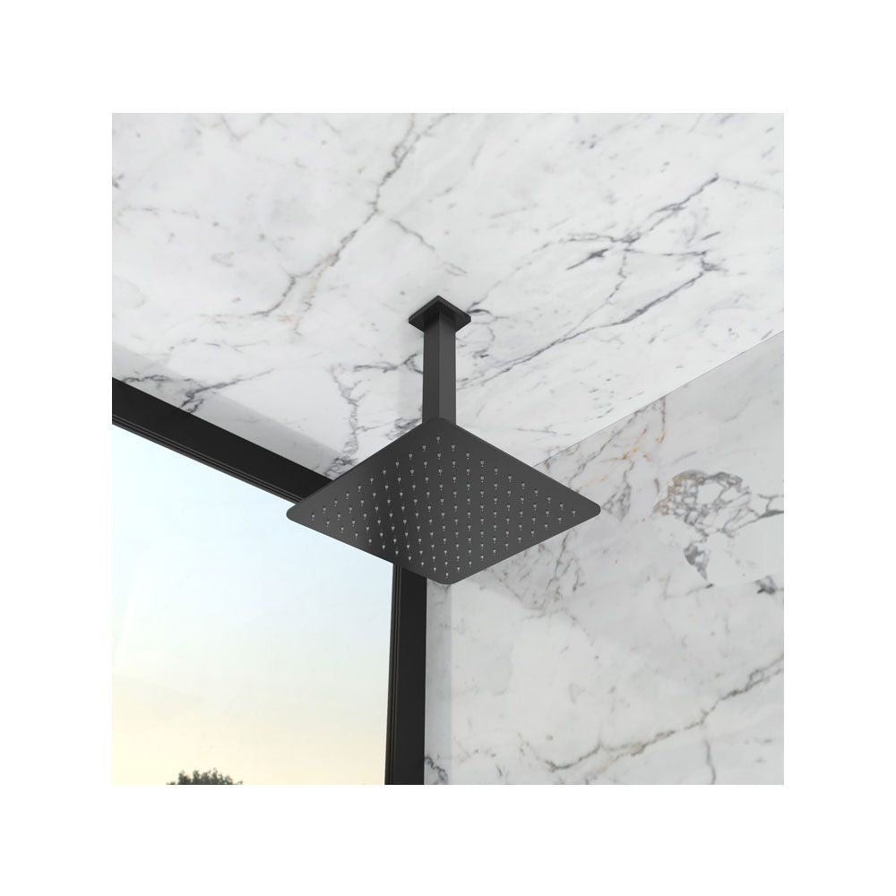 Braccio per Soffione Doccia Sezione Quadrata a Soffitto in Ottone Nero Opaco