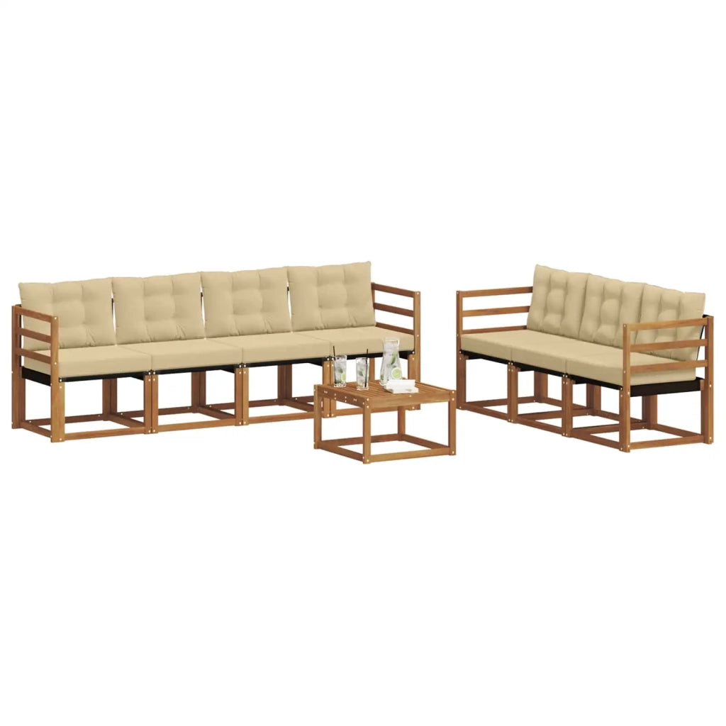 Set di divani da esterno con cuscino 8 pcs Naturale e Beige 3368464