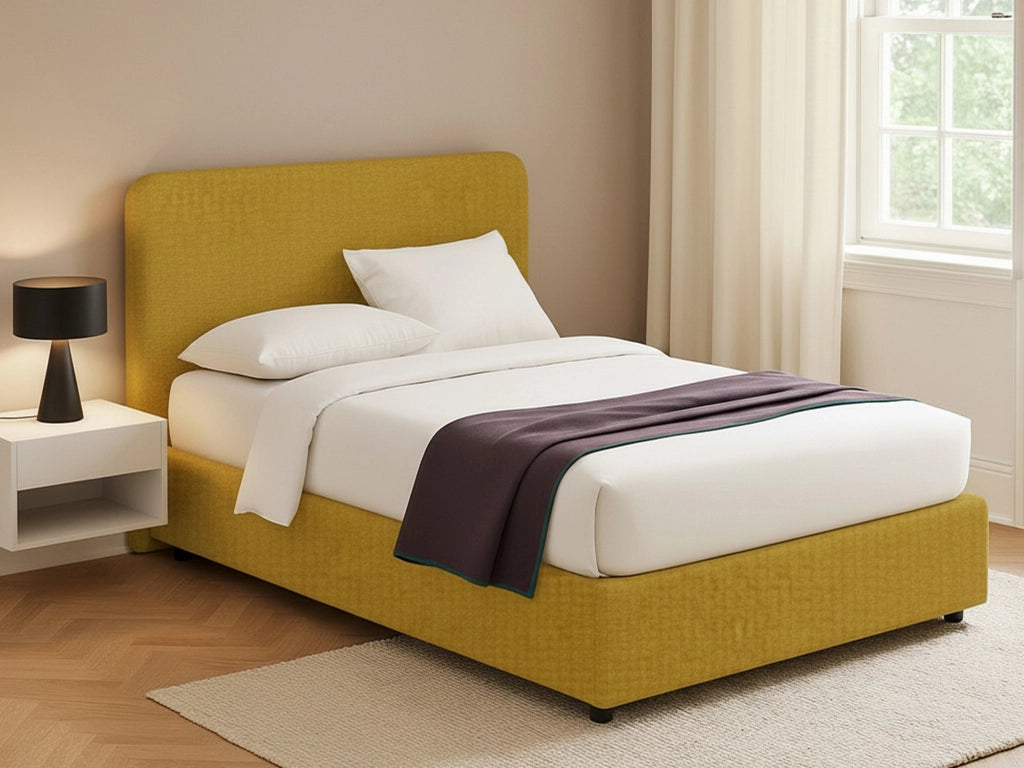 Poole, Letto Piazza e Mezza Sfoderabile Made in Italy, Giallo Ocra