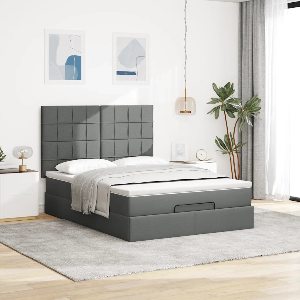 Struttura Letto Pouf con Materasso 140x190 cm in Tessuto
