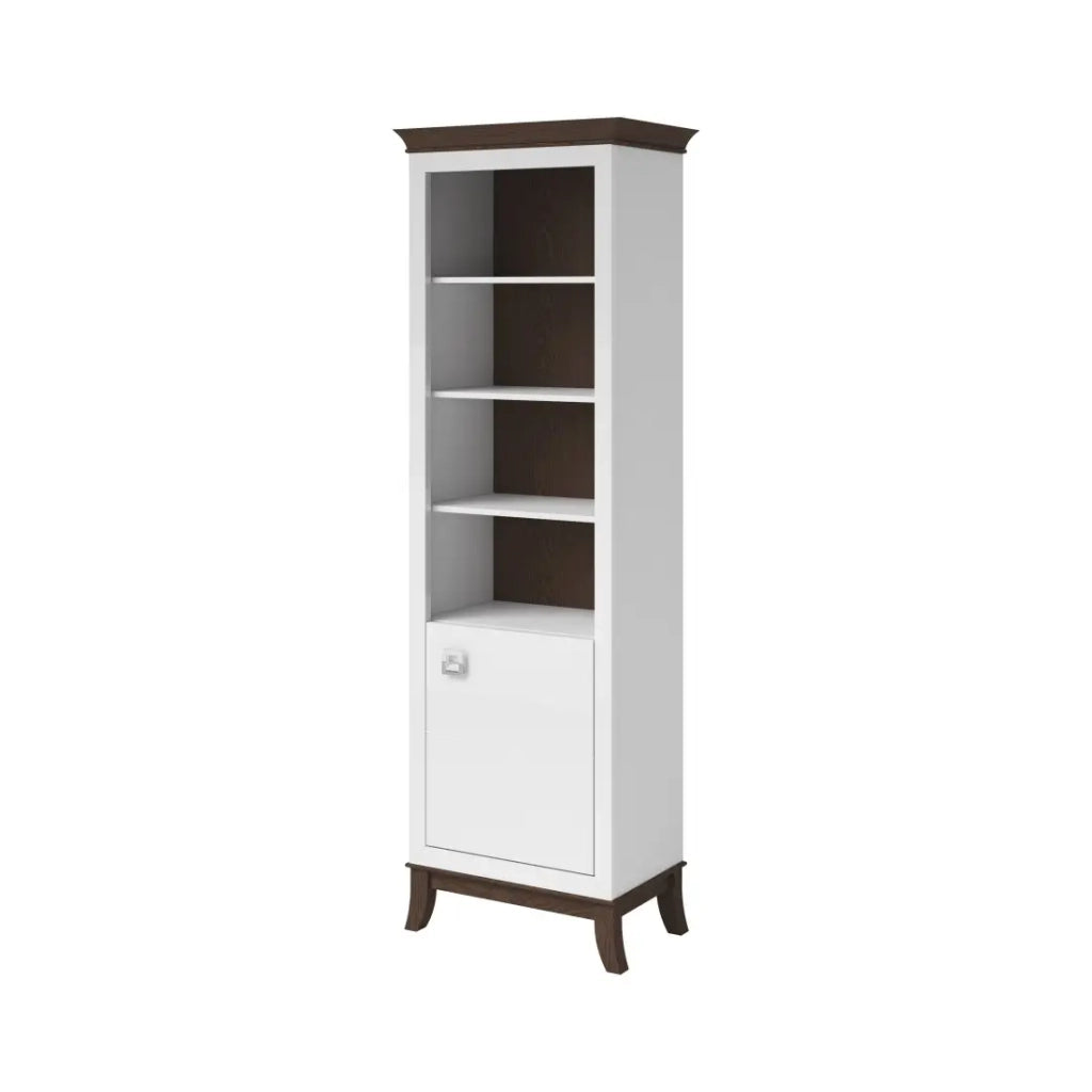 Vetrina 1 porta bassa collezione PALACE. Colori bianco e rovere scuro.