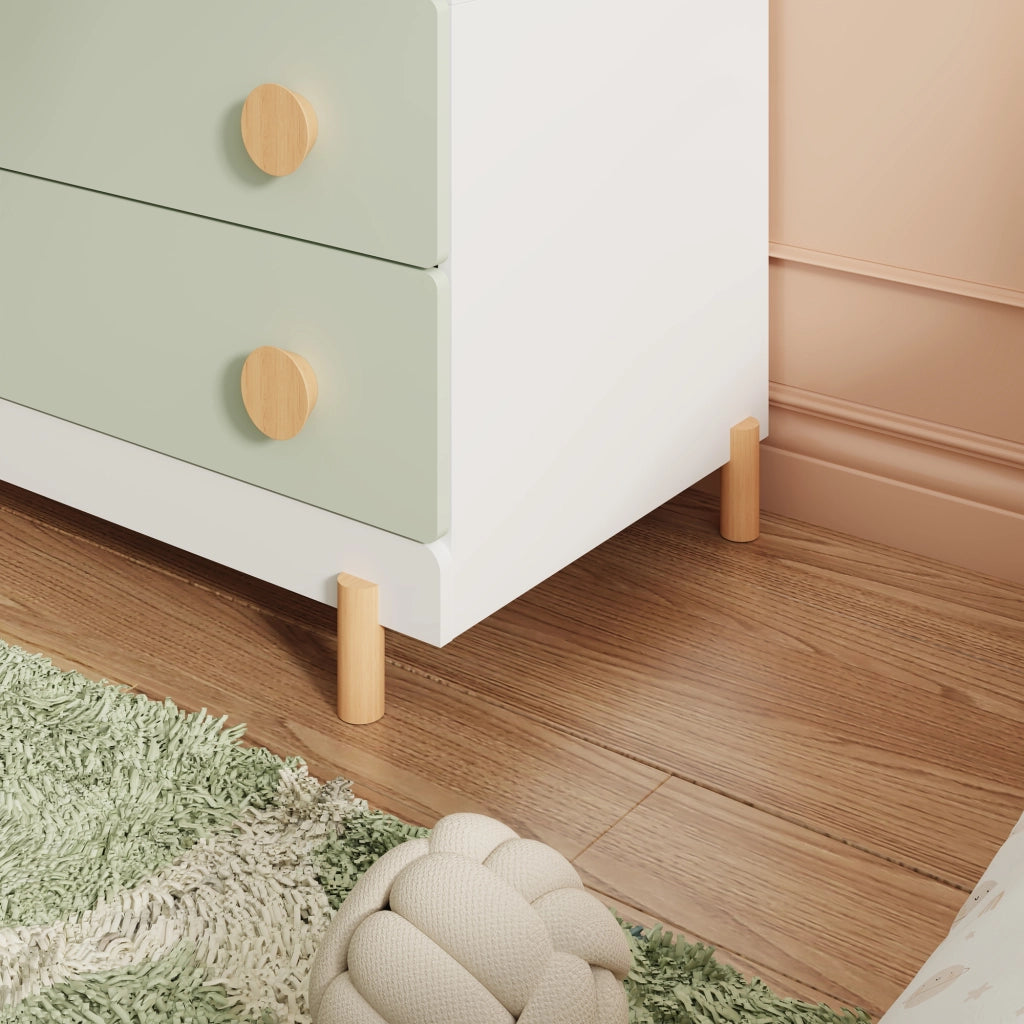 Armadio per Cameretta Vaarentaa a 2 Ante con 2 Cassetti 156x60x41 cm - Bianco/Verde Menta [en.casa]