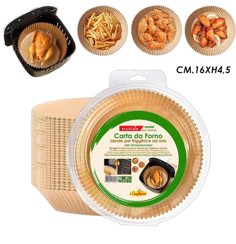 CARTAFORNO PER FRIGGITRICE AD ARIA TONDA 16X4,5CM BIODEGRADABILE
