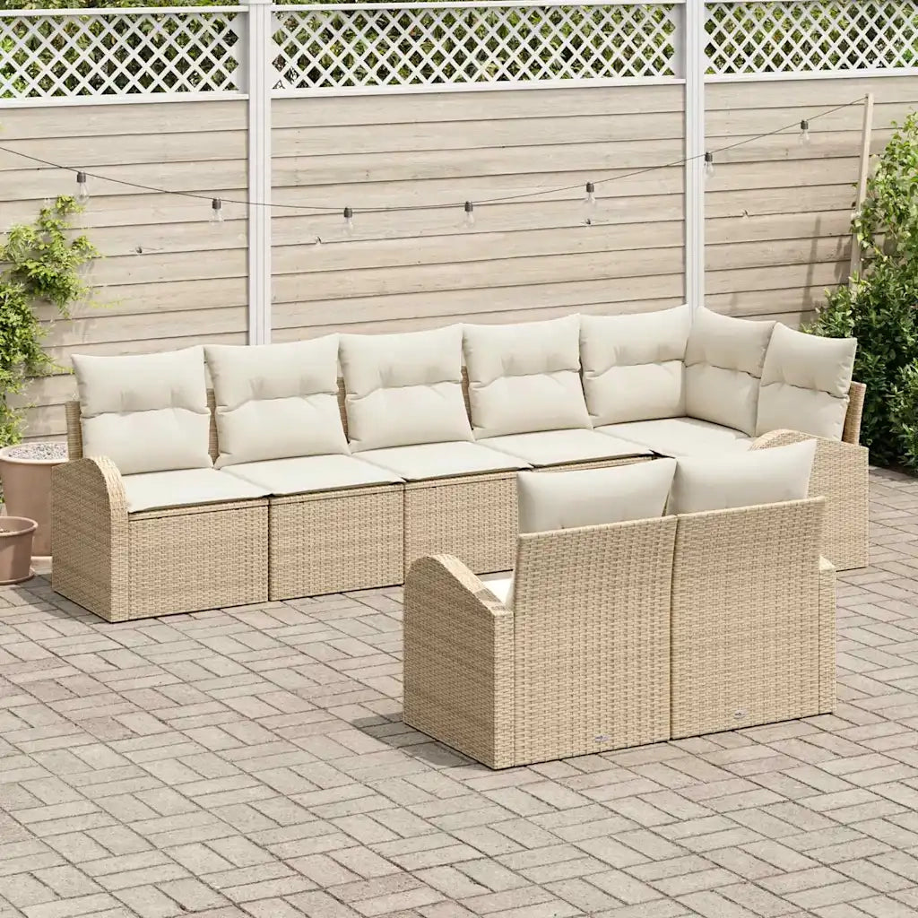Set Divano da Giardino Beige e Crema 55 x 55 x 37 cm polyrattan 3346091