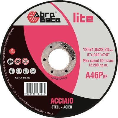 DISCO ABRASIVO TAGLIO FERRO ABRABETA - MM 125X22,2 H.MM 1,0- 50 pezzi