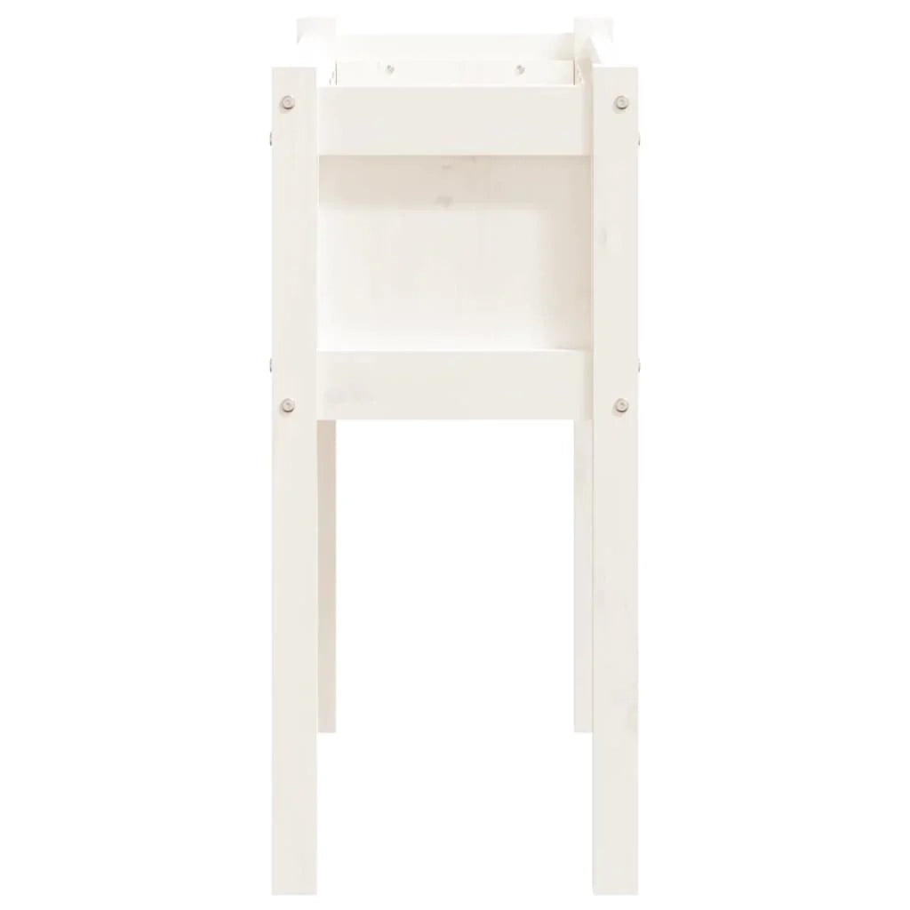 Fioriera rialzata per piante fiori giardino terrazze con gambe 70 x 31 x 70 cm legno di pino massiccio bianco 02_0038873