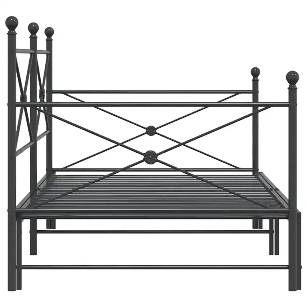 Divano Letto Estraibile senza Materasso Nero 100x200 cm Acciaio 4104677