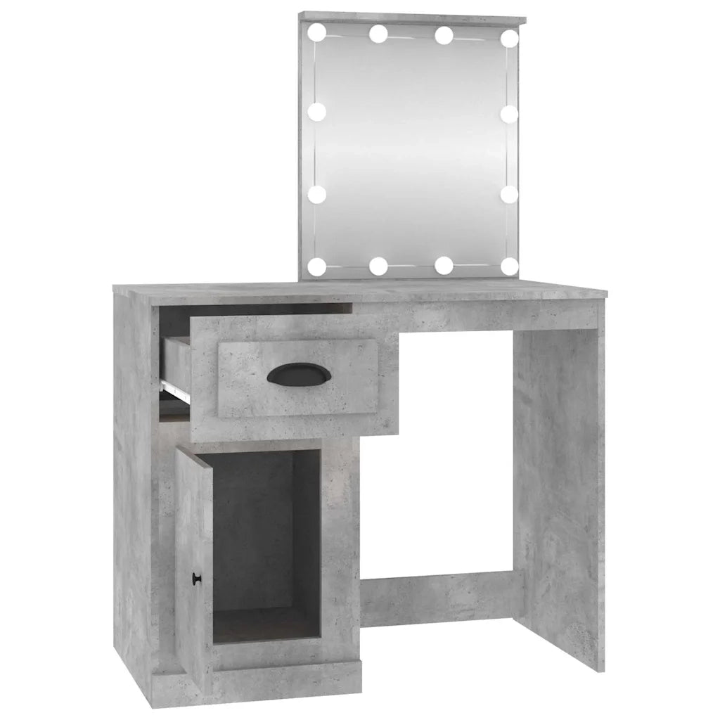 Toeletta | Tavolo da Trucco con LED Grigio Cemento 90x50x132,5 Legno Multistrato