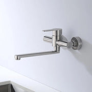 Wandkeukenkraan, keukenkraan wandgemonteerde mengkranen, wandgemonteerde spoelbakkraan per keuken eengreepsmengkraan con 360 gradi di rotazione dell'uscita lunga 23 cm in acciaio inox lucidato.