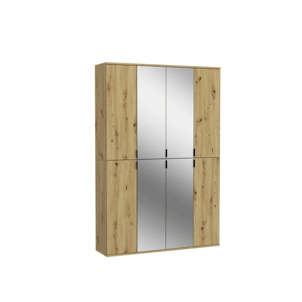 Armadio BODITE – 8 porte con specchi – Rovere chiaro